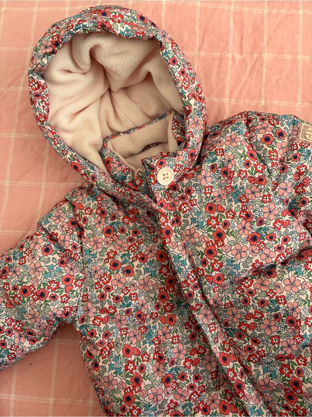 Floral Baby Gap Snowsuit with Hood, Mittens, and Booties - Pink Floral